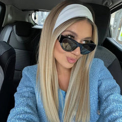 Oversized Black YL Cat Eye Sunglasses