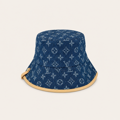Blue Denim Monogram Bucket Hat