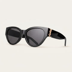 Oversized Black YL Cat Eye Sunglasses