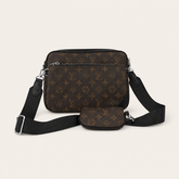 Leather Monogram Messenger Crossbody Bag