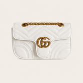 White Leather GG Quilted Chain Bag