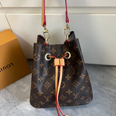 Leather Monogram Bucket Shoulder Bag
