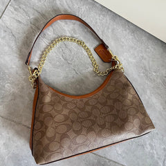 Leather Brown Pattern Hobo Shoulder Bag