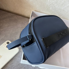 Leather Blue Mini Cosmetic Bag