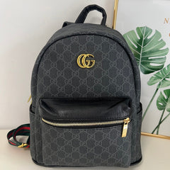 Black Denim GG Pattern Backpack