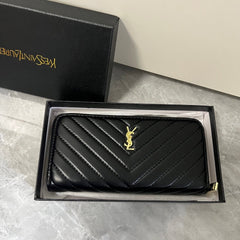 Black Leather YL Quilted Wallet