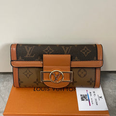 Brown Leather Monogram Wallet