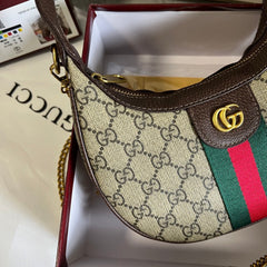 Brown Leather GG Monogram Crossbody Bag
