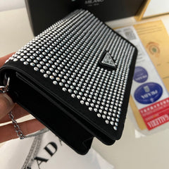 Black Leather PR Crystal Mini Bag