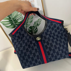 Blue Canvas GG Crossbody Tote Bag Set