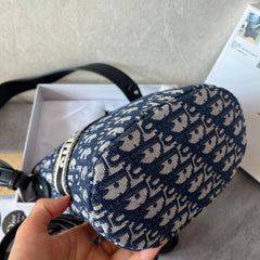 Blue Canvas CD Bucket Shoulder Bag
