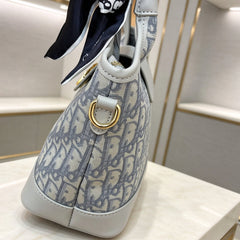Gray CD Jacquard Top Handle Bag