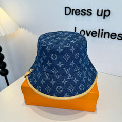 Blue Denim Monogram Bucket Hat