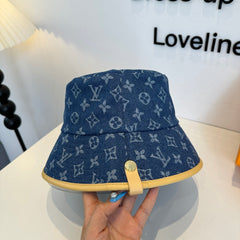 Blue Denim Monogram Bucket Hat