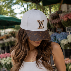 White Monogram Brim Baseball Hat