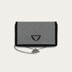 Black Leather PR Crystal Mini Bag