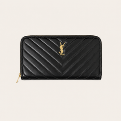 Black Leather YL Quilted  Wallet
