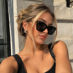 Luxury Black Square CC Gold Arms Sunglasses