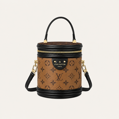 Brown Leather Monogram Bucket Bag