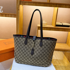 Brown Canvas Embroidered  Tote Bag