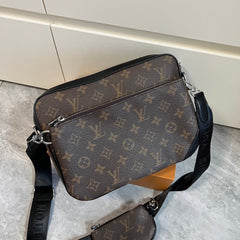Leather Monogram Messenger Crossbody Bag