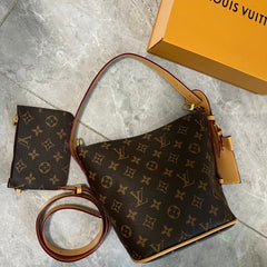 Leather Detachable Monogram Bucket  Mini Pouchh Bag