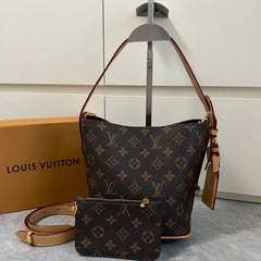 Leather Detachable Monogram Bucket  Mini Pouchh Bag