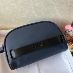 Leather Blue  Mini Cosmetic Bag