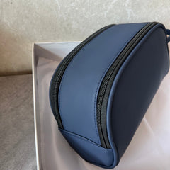 Leather Blue  Mini Cosmetic Bag