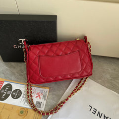 Red Leather CC Chain Crossbody Bag