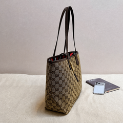 Brown Canvas Embroidered  Tote Bag