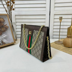 Leather GG Stripe Shoulder Bag